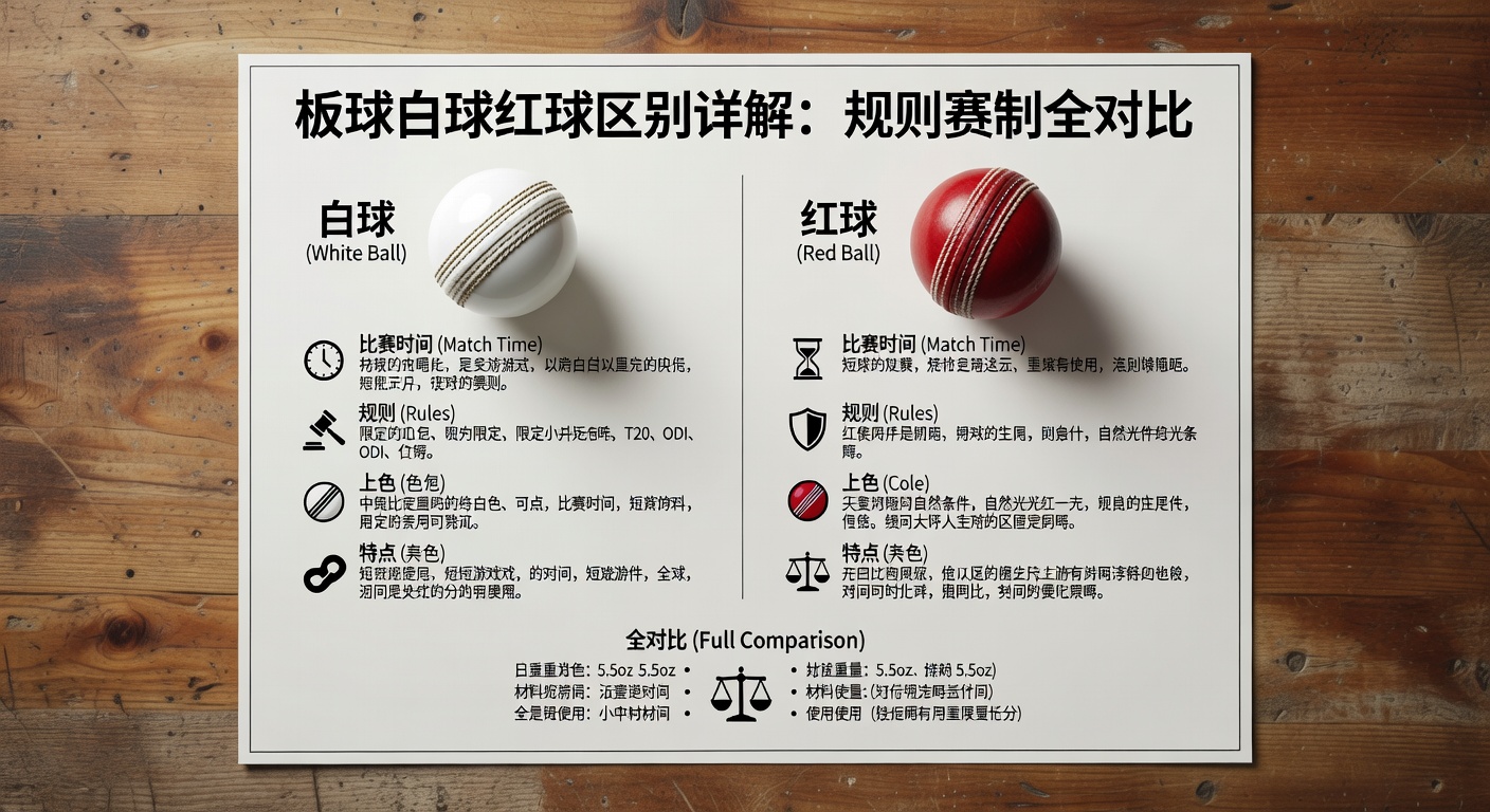 板球白球红球区别详解：规则赛制全对比